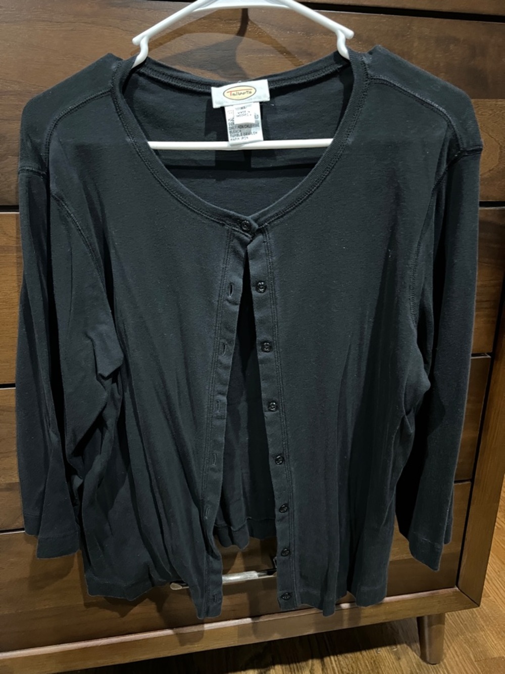 Talbots Black Button-Front Knit Top